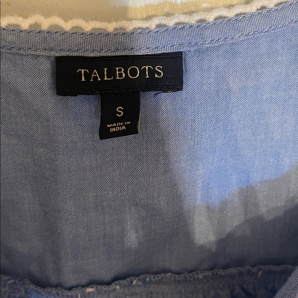 Talbots blue tank top with white embroidery tassels Size small NWOT - Picture 3 of 7